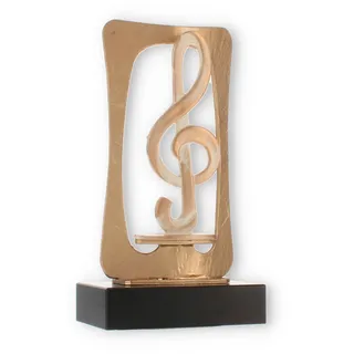 Pokal Zamakfigur Frame Notenschlüssel gold-weiß auf schwarzem Holzsockel 23,5cm