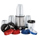 Russell Hobbs Mixer [Multifunktions- Standmixer] NutriBoost (inkl. 5 BPA-freie und spülmaschinengeeignete Behälter + Deckel, 22.000 U/min, 0.9 PS-Motor) elektrischer Standmixer, Smoothie-Maker 23180-56, Edelstahl/Schwarz