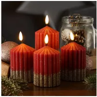 MARELIDA LED Kerzenset Liv 10 cm 7 cm rot