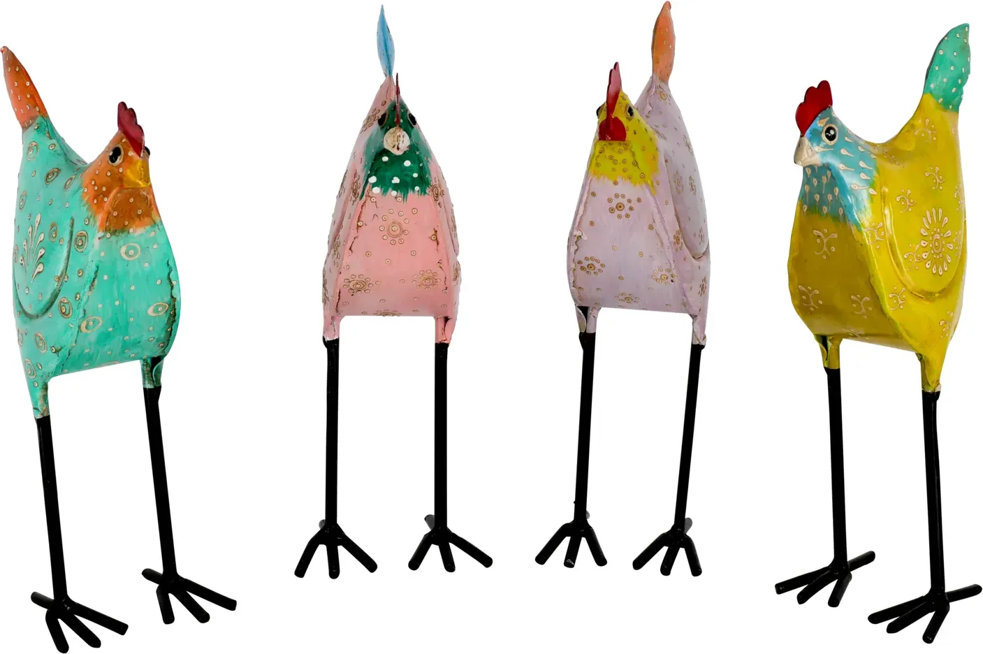 Huhn Metall 12x8x23cm sortiert  - bunt