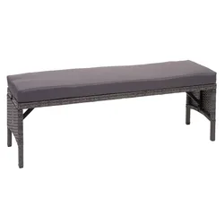 Poly-Rattan Sitzbank MCW-G16, Gartenbank Rattanbank, Gastronomie 112cm ~ grau, Kissen dunkelgrau
