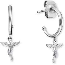 Paar Creolen ENGELSRUFER "Engel, ERE-LILANGEL-G-CR, ERE-LILANGEL-R-CR", silber (silberfarben), Ohrringe, Damen, Silber 925 (Sterlingsilber), Creolen Ohrhänger Ohrring Ohrschmuck Ohrstecker, Made in Germany