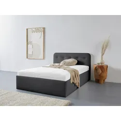 Polsterbett "Rostock", schwarz, L:210cm, Bezug 100% Polyurethan, Polsterung: Polsterwatte, Material Gestell: gepolsterter Holzwerkstoff, WESTFALIA SCHLAFKOMFORT, Betten, auch mit Stauraum und Kopfteilverstellung erhältlich