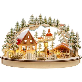 SIKORA Schwibbogen LB68 3D Weihnachtsdorf mit LED Beleuchtung B:42cm