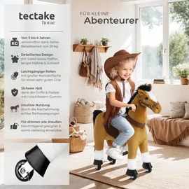 Tectake Schaukelpferd auf Rollen verschiedene Größen, realistisches Design rutschfeste Gummigriffe und -pedale - Hüpftiere