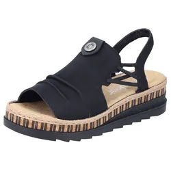 Plateausandale RIEKER, Damen, Gr. 40, schwarz, Nubuklederimitat, modisch, Schuhe, Sommerschuh, Sandalette,150 Jahre RIEKER Jubiläumsartikel