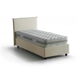 Dmora Einzelbett Catia, Containerbett mit Stoffbespannung, 100% Made in Italy, Frontöffnung, inklusive Matratze Cm 80x200, Beige
