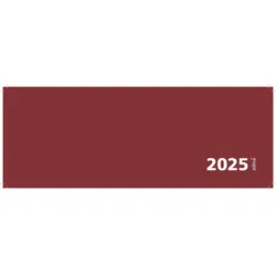 2025 ADINA Tischquerkalender 1W/1S bordeaux Kartondeckel Schreibtischkalender Tischkalender 30x10cm