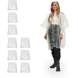 10 x Regenponcho, Regenumhang mit Kapuze, Einweg Regencape für Erwachsene, Unisex Regenschutz, PE, transparent - 10er Pack