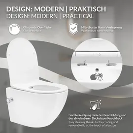 luxebath Wand-WC mit WC-Sitz Weiß Nano