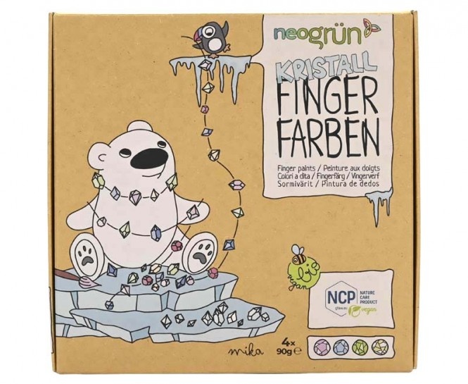 Neogrün Kristall-Fingerfarben Mika (4er Set)