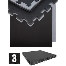 Eyepower Fitnessmatte 2cm - 3er Set Schwarz, Kunststoff, 90x2x90 cm waschbar,pflegeleicht, Teppiche Böden, Bodenbeläge