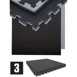 Eyepower Fitnessmatte 2cm - 3er Set Schwarz, Kunststoff, 90x2x90 cm waschbar,pflegeleicht, Teppiche Böden, Bodenbeläge