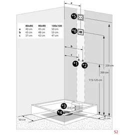 AcquaVapore Dampfdusche Duschtempel Sauna Dusche Duschkabine D38-03L2-EC 80x80 cm mit 2k Scheiben Versiegelung