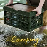 Mehrzweck-campingkorb Mit Holztablett – Aufbewahrungskorb Für Camping Und Picknick, Großes Fassungsvermögen, Wasserdicht Und Faltbar, Modell S Grün