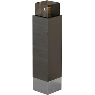 Windlichtsäule | L:H 30 x 98 cm | Wenge/Schwarz | Bodenwindlicht, Kerzensäule, Dekosäule, Dekosockel