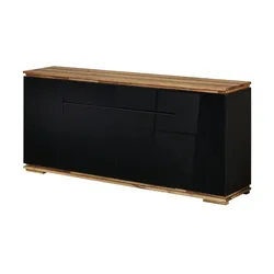 Sideboard  Messina , schwarz , Maße (cm): B: 182 H: 81 T: 40