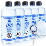 AABCOOLING IPA 1L – 5 Stück Satz - Isopropanol, Universelles Brennspiritus, Reinigungsalkohol, Für Fetten und Ölen Druckkopfreiniger, Spiritus in Einer Großen Flasche, Sehr Effizient Entferner