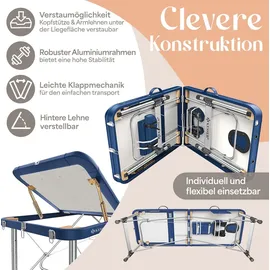 Kesser KESSER® Mobile Massageliege klappbar & höhenverstellbar 3 Zonen Massagebett Massagetisch Kosmetikliege Breit Therapieliege Aluminium + 10x Gesichtsauflage mit Kopfstütze Armlehnen & Tasche