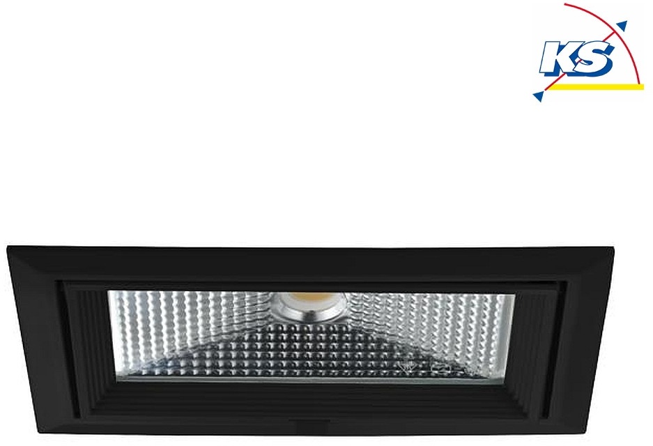 Brumberg LED Einbau-Wallwasher CORE, IP20, 23.5 x 14.5cm, schwenkbar, 43.2W 3500K 3694lm 110°, Schwarz BRUM-88687185