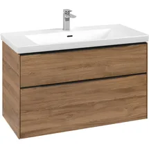 Villeroy & Boch Waschbeckenunterschrank Subway 3.0 2 Auszüge 97,3 x 47,8 x 57,6 cm Kansas Oak / Volcano Black