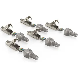 Hama Netzwerkstecker, CAT-6a, 10 Gbit/s, geschirmt, werkzeuglose Montage, 5 St. (00200793) Drahtverbinder RJ45 Grau,