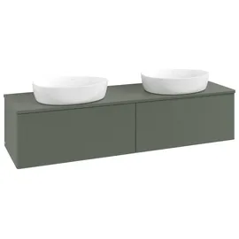 Villeroy & Boch Antao Waschtisch-Unterschrank K39150HL 160x36x50cm, Hahnlochbohrung, Waschbeckenplattenfarbe Lack, leaf green matt lacquer