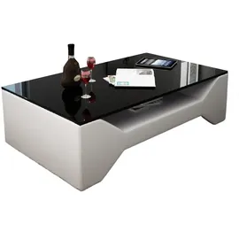 aea Klassischer Luxus Designer Couchtisch Braun Glas 70 x 70 x 40 cm