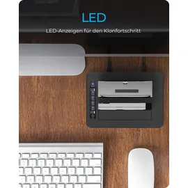 Icy Box IB-1233CL-CR, HDD Docking & Klonstation mit Kartenlesern CF + SD und USB Hub, USB 3.2 Gen1 (5 Gbit/s)