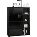 Vladon Highboard 79 x 105,5 x 35,5 cm Schwarz matt/Schwarz Hochglanz