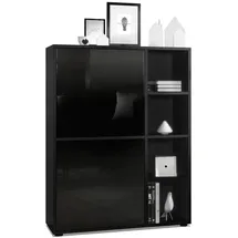 Vladon Highboard 79 x 105,5 x 35,5 cm Schwarz matt/Schwarz Hochglanz