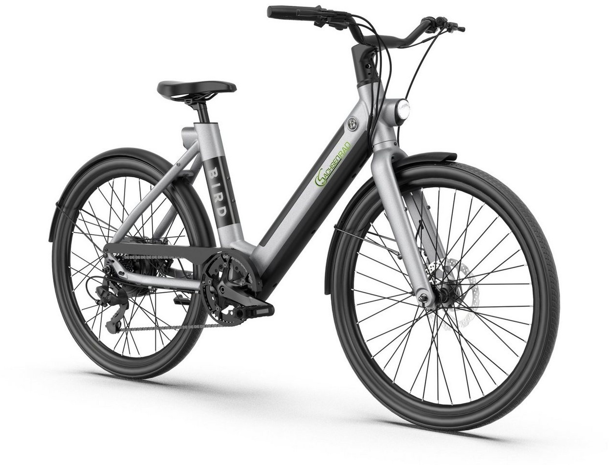 SachsenRAD E-Bike Damen E-Bike 26 Zoll xBird Urban City Bike C6F Connect Grau, 7 Gang Shimano, Kettenschaltung, Hinterradnabenmotor, (1 Stück), Diebstahlschutz per App 120 Dezibel lauter Alarm grau
