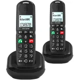 ALCATEL XL685 Duo - Schnurloses Festnetztelefon DECT für Senioren im XL-Format - Hochauflösendes Grafikdisplay - Große Tasten - Audio Boost - Lautsprecher - Anrufblockierung - 2 Mobilteile - Schwarz