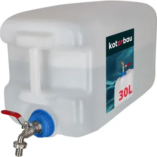 KOTARBAU® Wasserkanister 30l mit Hahn Kunststoff Wasserbehälter Weiß Kanister Wassertank Trinkwasserkanister Camping Wasserkanister Trinkwassert... - Weiß