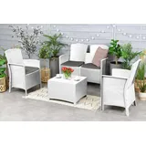 Dmora Gartenset Urano, Weiß, 4-Sitzer Outdoor-Lounge - Weiß