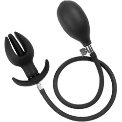 Latex Play - Inflatable Anal Tulip-Shaped Plug with Pump 11 cm, schwarz