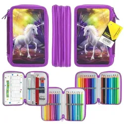 Idena Federmappe Triple Einhorn lila 47 Teile