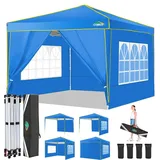 COBIZI Faltpavillon 3x3m Pavillon 3x3 Wasserdicht Stabil Winterfest mit 4 Seitenwände 2.0 Pop Up Pavillon UV-Schutz 50+ Partyzelt Gartenpavillon für Strand Hochzeit Camping, Blau