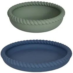 OYOY - Mellow Teller & Schüssel, blau / olive (2er-Set)