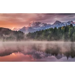 Fototapete PAPERMOON "Photo-Art ANDREAS WONISCH, SONNENAUFGANG AM SEE", bunt, B:3,50m L:2,60m, Vlies, Tapeten