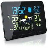 Bearware Funkwetterstation mit Farbdisplay & Außensensor Barometer, Wettervorhersage uvm.