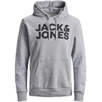 JACK & JONES Corp Logo Sweat Hood Classic Kapuzen Sweatshirt Basic Sweater, Farben:Grau, Größe Pullover:S