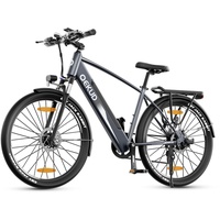 27,5'' E-Bike, Elektrofahrrad Trekkingrad e-City Citybike Fahrrad 27M204 mit 36V 12,5Ah Lithium Batterie für große Reichweite Grau