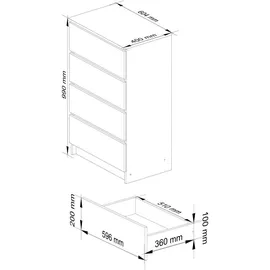 Akord Kommode K60 60 x 99 x 40 cm Weiß