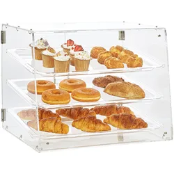VEVOR 3-stöckige Gebäck-Vitrine, Kommerzielle Bäckerei-Vitrine 526 x 360 x 415 mm, Bäckerei-Vitrine, Acryl-Vitrine mit Zugang zur Hintertür & Abnehmbaren Regalen, für Donut-Bagels, Kuchen, Kekse usw.