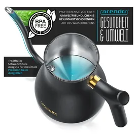 Arendo Edelstahl Wasserkocher 0,5 l Schwarz