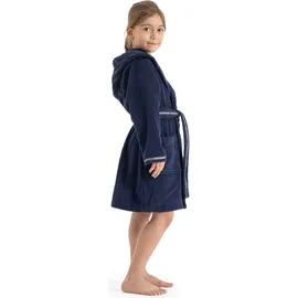 Bruno Banani Kinderbademantel BRUNO BANANI "Danny, Ideal für Zuhause, Schwimmbad oder im Urlaub" Gr. 104, blau (marine), L:61cm, Walkfrottee, Hausmäntel, mit Logostreifen, aus 100% Baumwolle