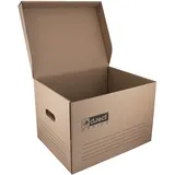 D.RECT Sammelbox KEEP.IT 2100 – 12er-Set Archiv-Umzugskarton, A4, 3-lagige Wellpappe 390 g/m2, säurefrei, mit integriertem Deckel, 431 x 333 x 294 mm (L x B x H), FSC-zertifiziert