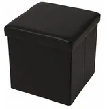 Echtwerk Sitzwürfel mit Stauraum Kunstleder 38 x 38 x 38 cm Schwarz
