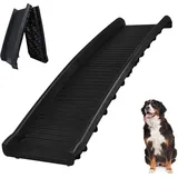 Aufun Hunderampe Faltbare Kunststoff Auto Klappbar Hundetreppe Kofferraumrampe für Haustiere Einstiegshilfe, Anti-Rutsch Hundeautorampe Petwalk mit Gummipuffer bis 90 kg, 156 x 40cm Schwarz